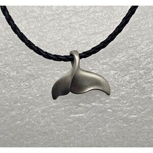 Dive Themed Necklace Pewter Colored Whale And Black Cord Necklace, Big Blue J152